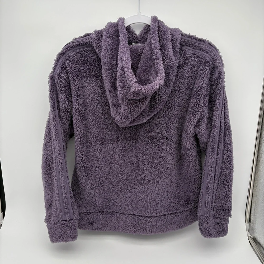 NWT Girls Large Adidas Sherpa Hooded Cozy Purple Fleece Jacket